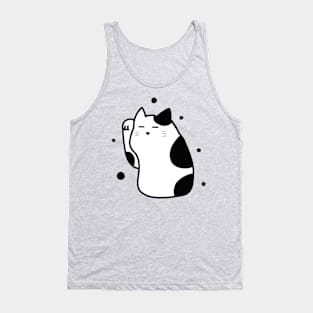 Neko Black White Anime Japan Manekineko Cat Simple Kawaii Art Logo Tank Top